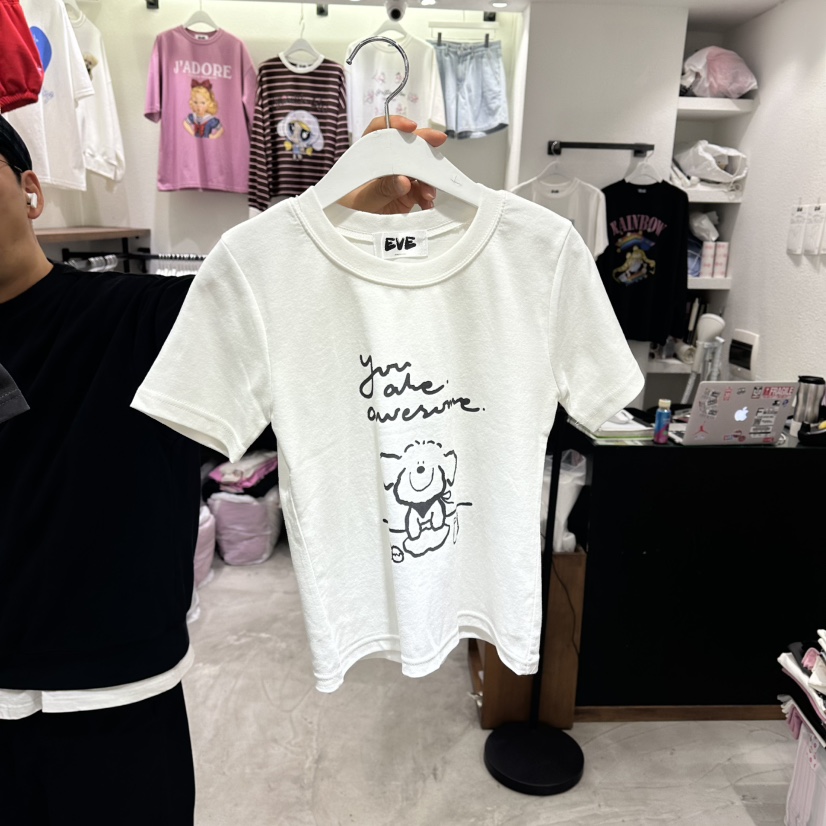 EVE韓國代購女士新款真品推薦26春夏時尚職業人氣休閑T恤EVET恤圖色1