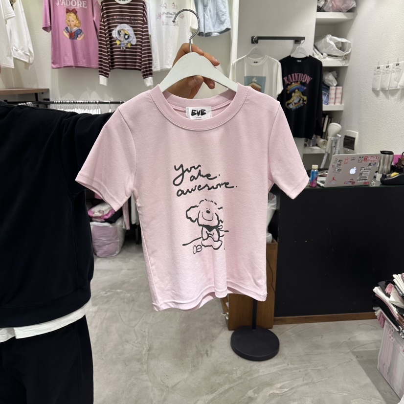 EVE韓國代購女士新款真品推薦26春夏時尚職業人氣休閑T恤EVET恤圖色2