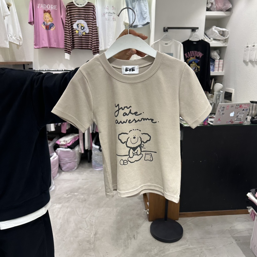 EVE韓國代購女士新款真品推薦26春夏時尚職業人氣休閑T恤EVET恤圖色3