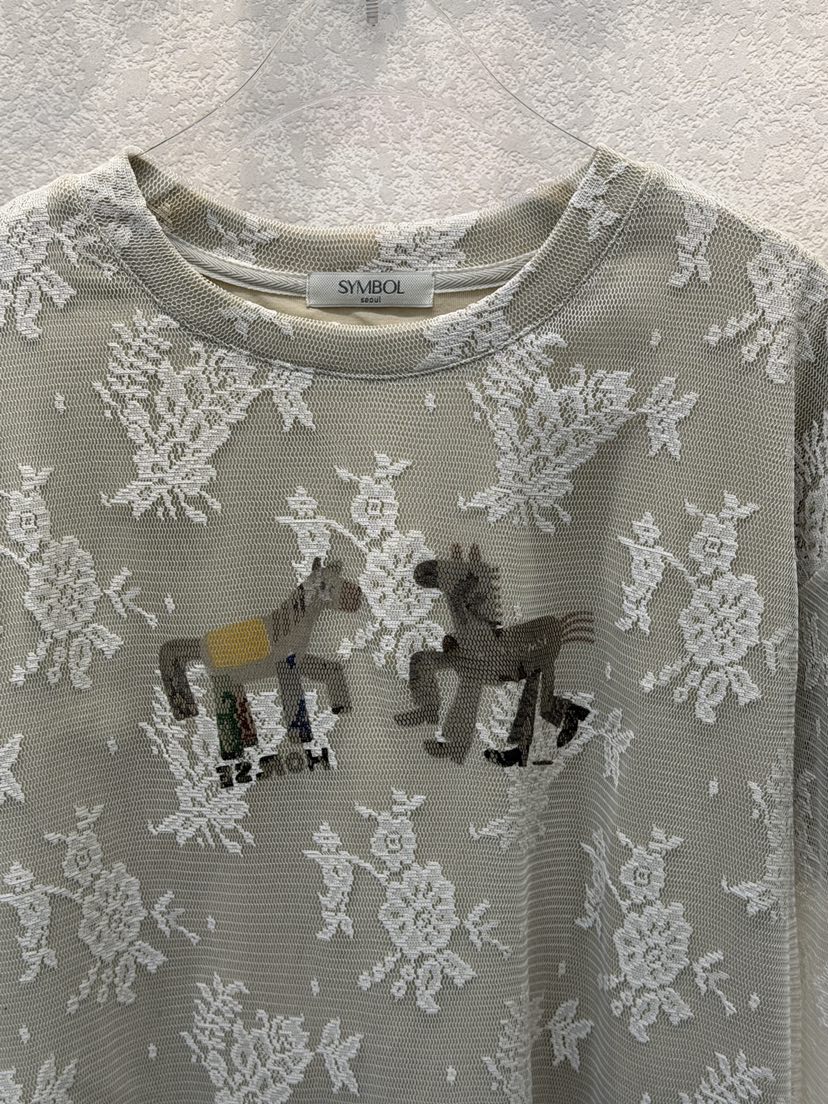 SYMBOL東大門直郵女士新品職業26春夏時尚長袖T恤雙排扣蕾絲SYMBOL長袖T恤