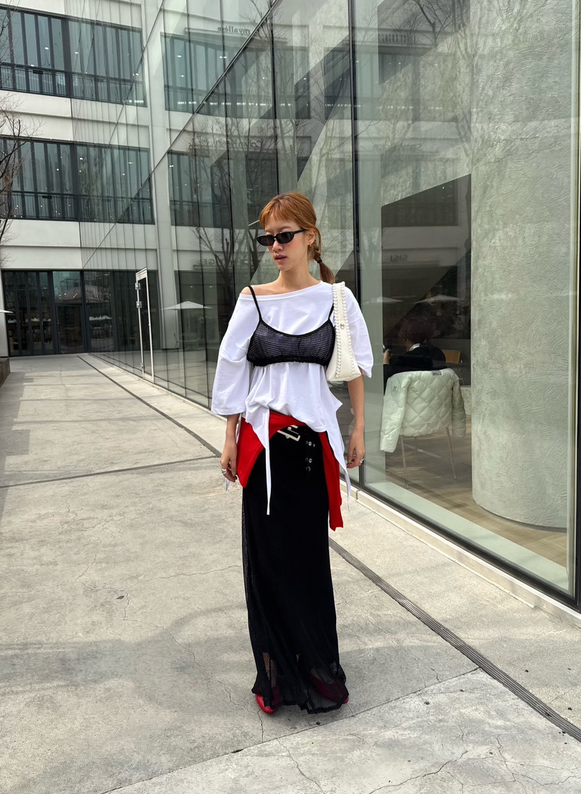 DENVER韓國直郵女裝新款26春夏休閑熱賣職業吊帶背心漁網DENVER吊帶/背心