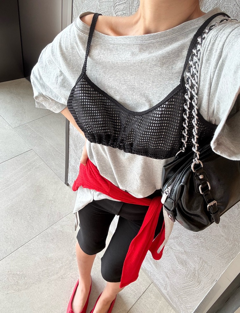 DENVER韓國直郵女裝新款26春夏休閑熱賣職業吊帶背心漁網DENVER吊帶/背心