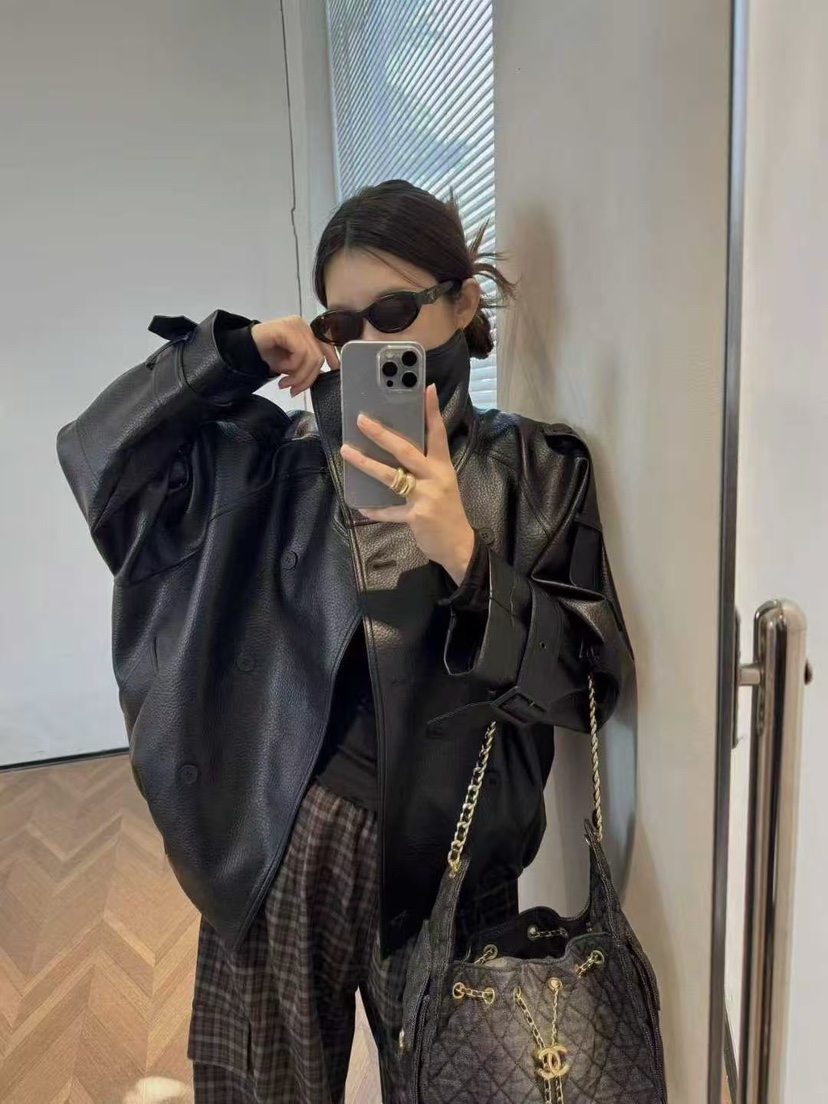 SYMBOL東大門代購女裝新品推薦26春夏休閑時尚職業皮衣皮革SYMBOL皮衣