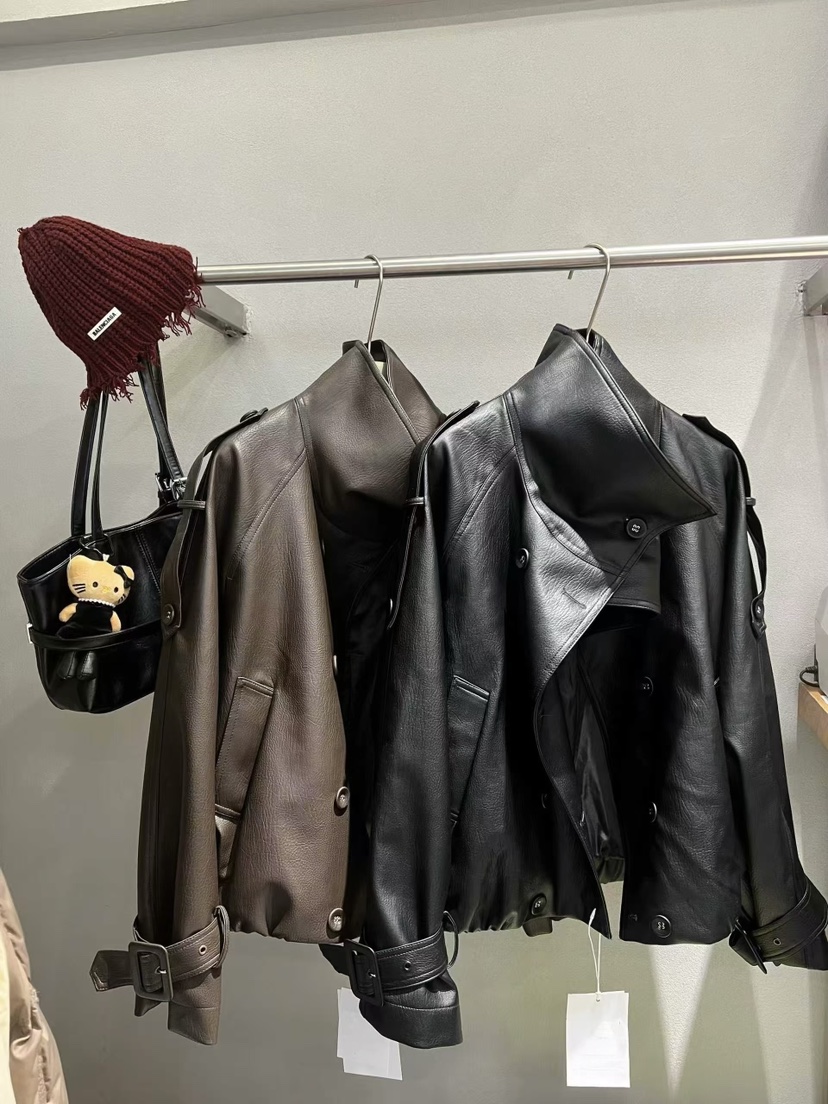 SYMBOL東大門代購女裝新品推薦26春夏休閑時尚職業皮衣皮革SYMBOL皮衣