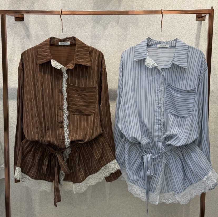 SYMBOL韓國直郵女士新品真品26春夏熱賣人氣休閑襯衫蕾絲衫SYMBOL襯衫/蕾絲衫