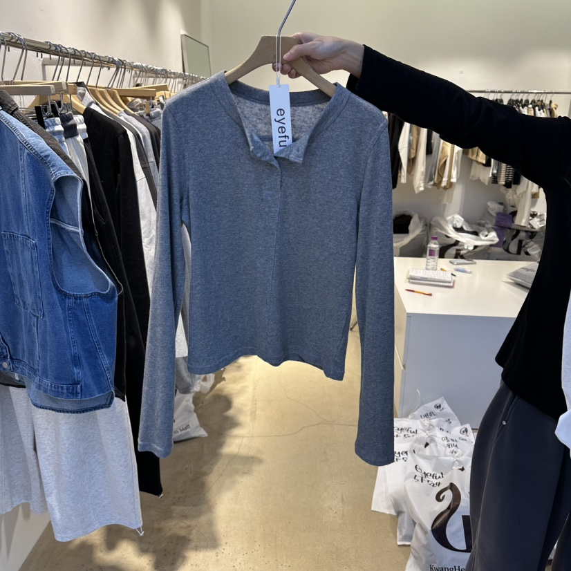 EYEFUL-Q韓國代購女裝新品真品26春夏熱賣職業休閑長袖T恤eyeful長袖T恤圖色2