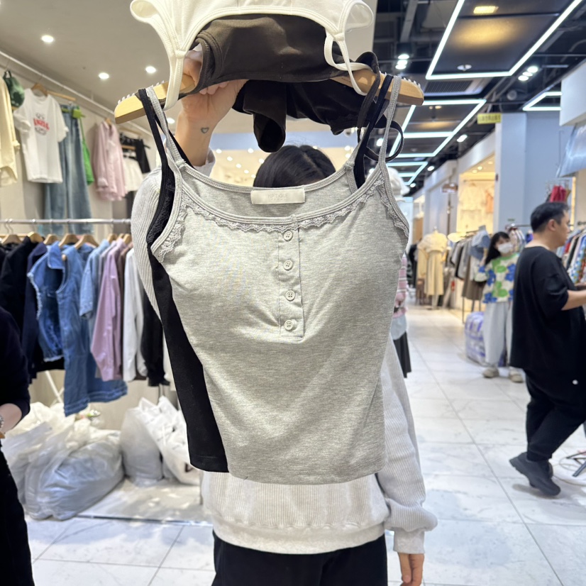 HIPTIQUE韓國代購女士新品休閑時尚真品人氣吊帶背心蕾絲HIPTIQUE吊帶/背心圖色1灰白色