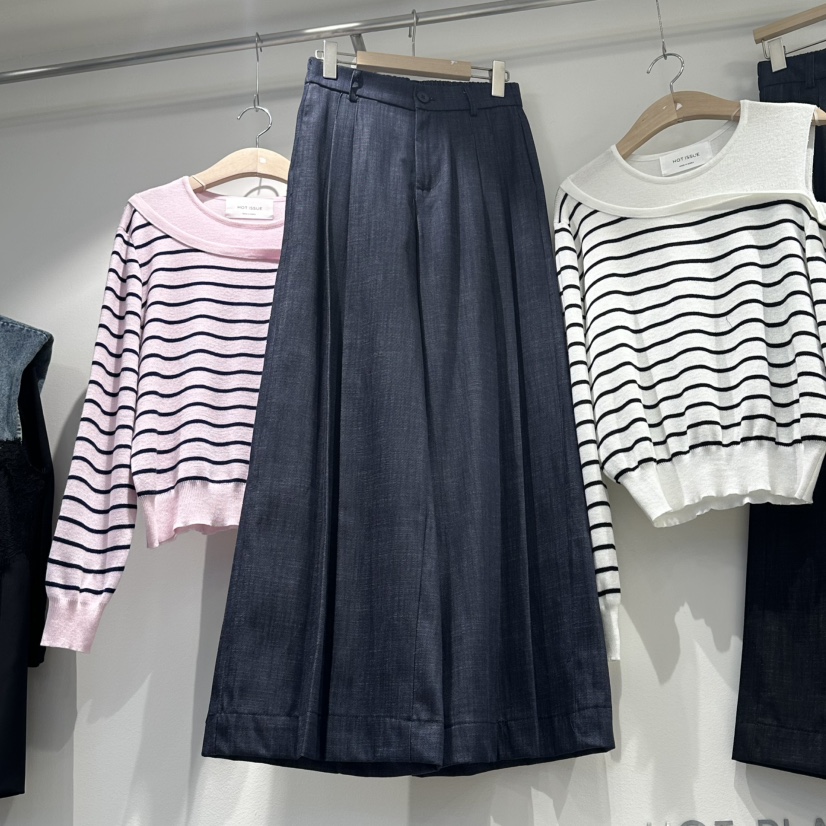 HOT PLACE/DREAM GIRIS/HOT ISSUE東大門代購女士新品推薦休閑褲條紋HOT PLACE/DREAM GIRIS/HOT ISSUE休閑褲圖色2深藍色