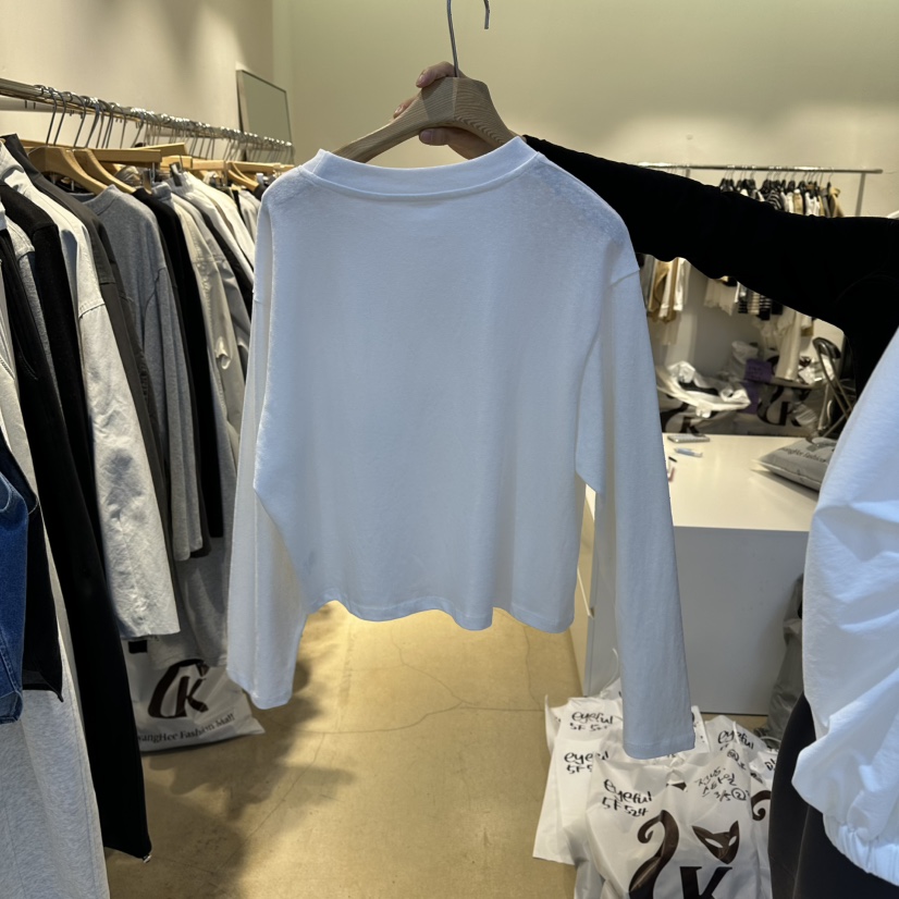 EYEFUL-Q韓國直郵女士新品人氣真品熱賣職業長袖T恤口袋eyeful長袖T恤