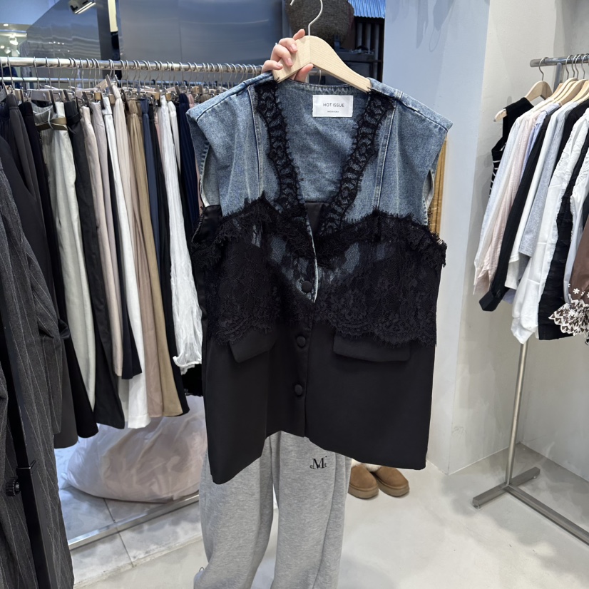 HOT PLACE/DREAM GIRIS/HOT ISSUE韓國代購女裝新款真品馬甲蕾絲HOT PLACE/DREAM GIRIS/HOT ISSUE馬甲圖色1