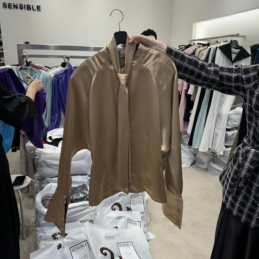 SENSIBLE-S東大門實拍女士新品真品職業時尚襯衫蕾絲衫系帶SENSIBLE襯衫/蕾絲衫圖色2