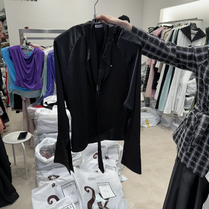 SENSIBLE-S東大門實拍女士新品真品職業時尚襯衫蕾絲衫系帶SENSIBLE襯衫/蕾絲衫圖色3