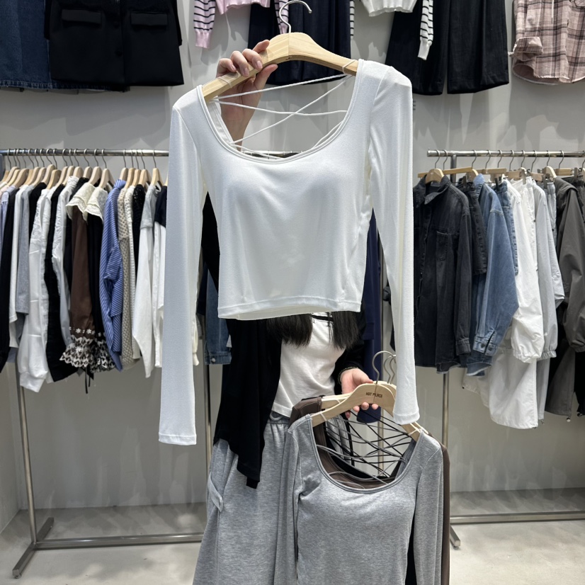 HOT PLACE/DREAM GIRIS/HOT ISSUE韓國直郵實拍女士新品休閑長袖T恤鏤空HOT PLACE/DREAM GIRIS/HOT ISSUE長袖T恤圖色1