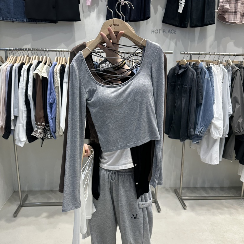 HOT PLACE/DREAM GIRIS/HOT ISSUE韓國直郵實拍女士新品休閑長袖T恤鏤空HOT PLACE/DREAM GIRIS/HOT ISSUE長袖T恤圖色2