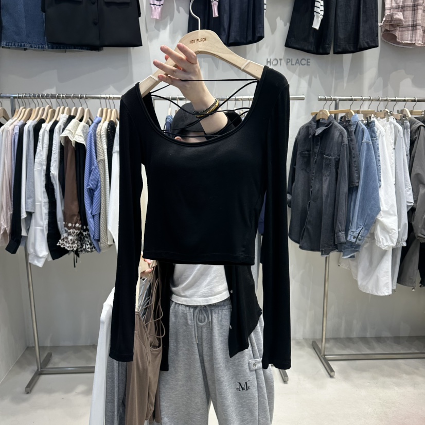 HOT PLACE/DREAM GIRIS/HOT ISSUE韓國直郵實拍女士新品休閑長袖T恤鏤空HOT PLACE/DREAM GIRIS/HOT ISSUE長袖T恤圖色4