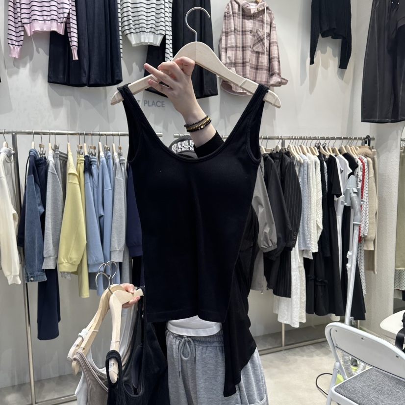 HOT PLACE/DREAM GIRIS/HOT ISSUE韓國代購女裝新款休閑吊帶背心HOT PLACE/DREAM GIRIS/HOT ISSUE吊帶/背心圖色4黑色