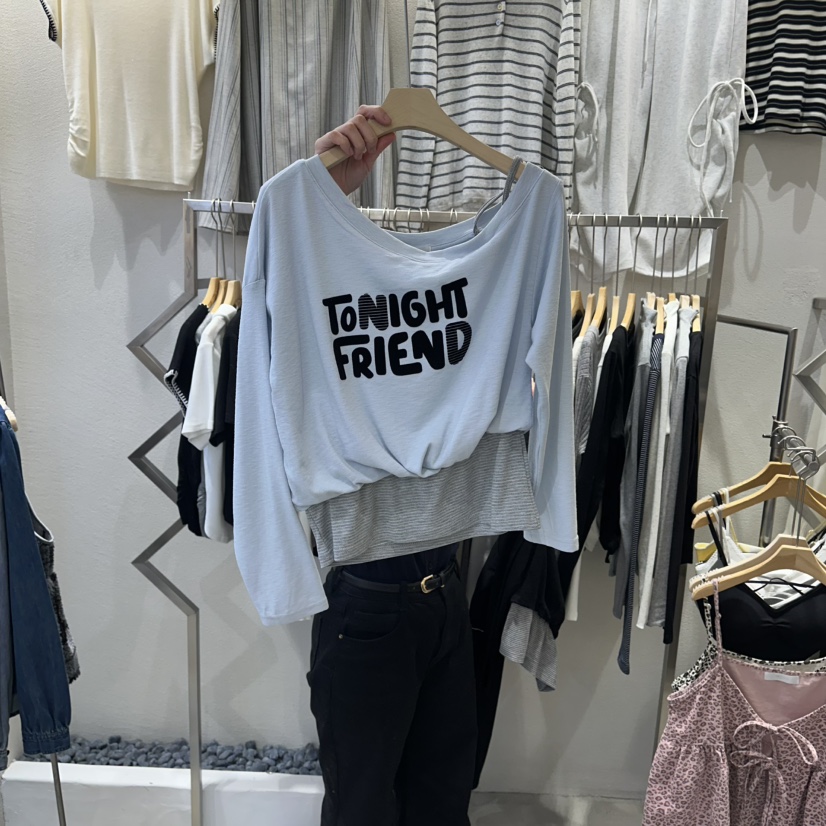 HIPTIQUE韓國直郵實拍女士新款休閑26春夏職業長袖T恤假兩件HIPTIQUE長袖T恤圖色1