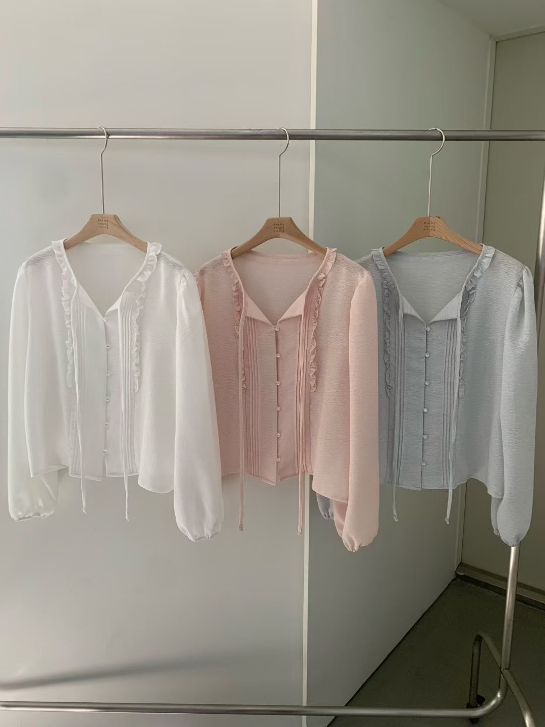 PYT-ot韓國代購女士新品時尚休閑26春夏熱賣推薦襯衫蕾絲衫pretty young thing襯衫/蕾絲衫