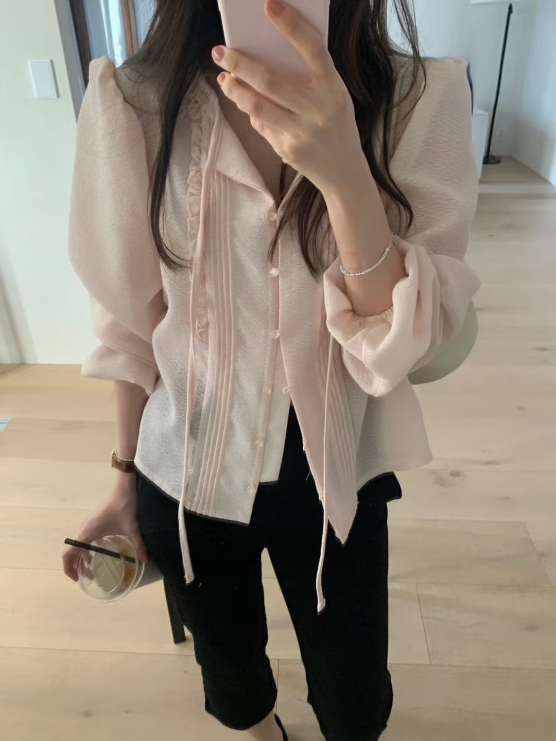 PYT-ot韓國代購女士新品時尚休閑26春夏熱賣推薦襯衫蕾絲衫pretty young thing襯衫/蕾絲衫圖色2