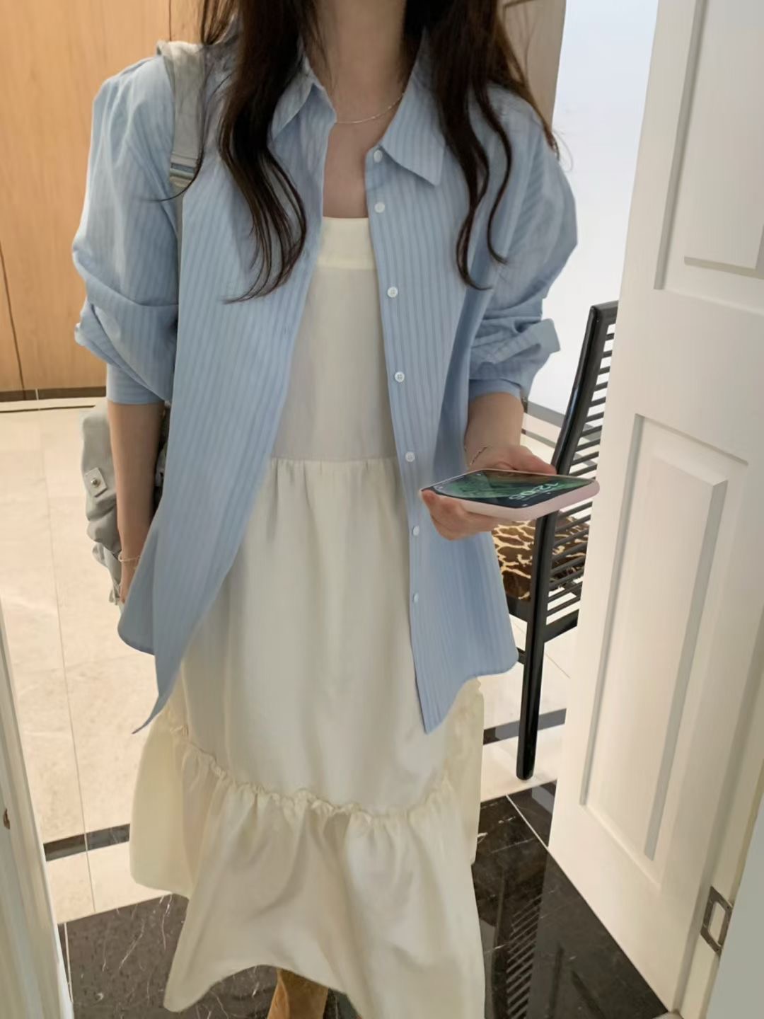 PYT-ot韓國直郵女士新品26春夏真品襯衫蕾絲衫不含內搭條紋pretty young thing襯衫/蕾絲衫圖色3