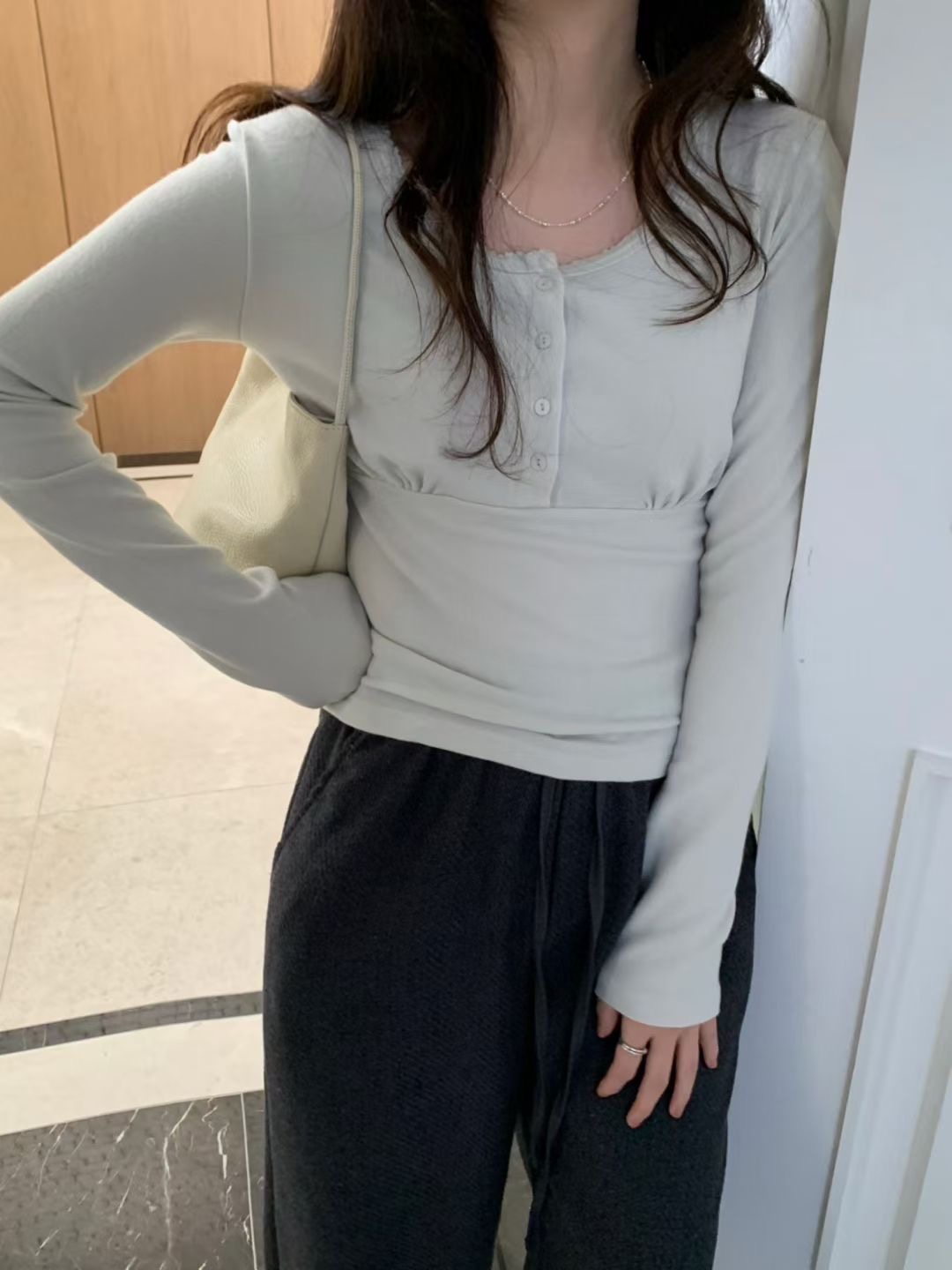 PYT-ot韓國直郵女裝新款真品26春夏職業休閑人氣長袖T恤pretty young thing長袖T恤