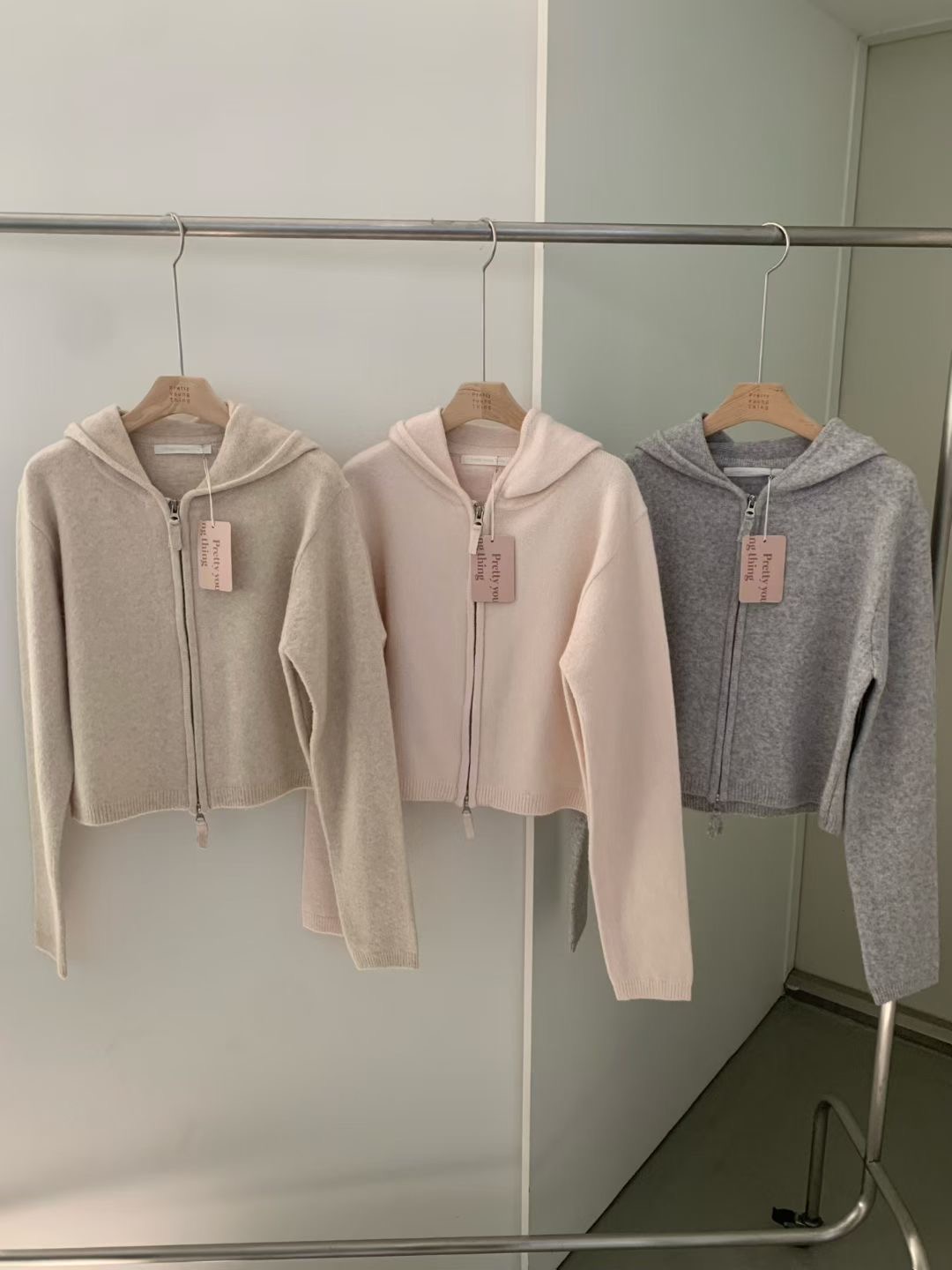 PYT-ot東大門代購女裝新品時尚休閑人氣真品夾克連帽拉鏈衫pretty young thing夾克圖色2左二色