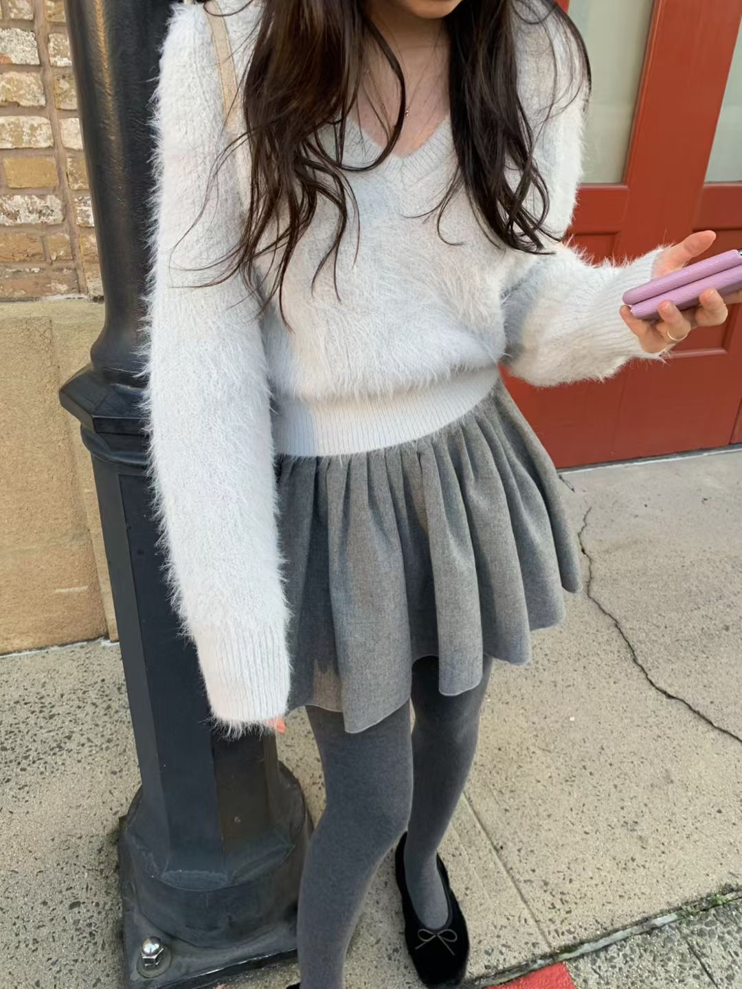 PYT-ot韓國代購女士新品時尚休閑26春夏真品針織衫V領絨pretty young thing針織衫圖色1