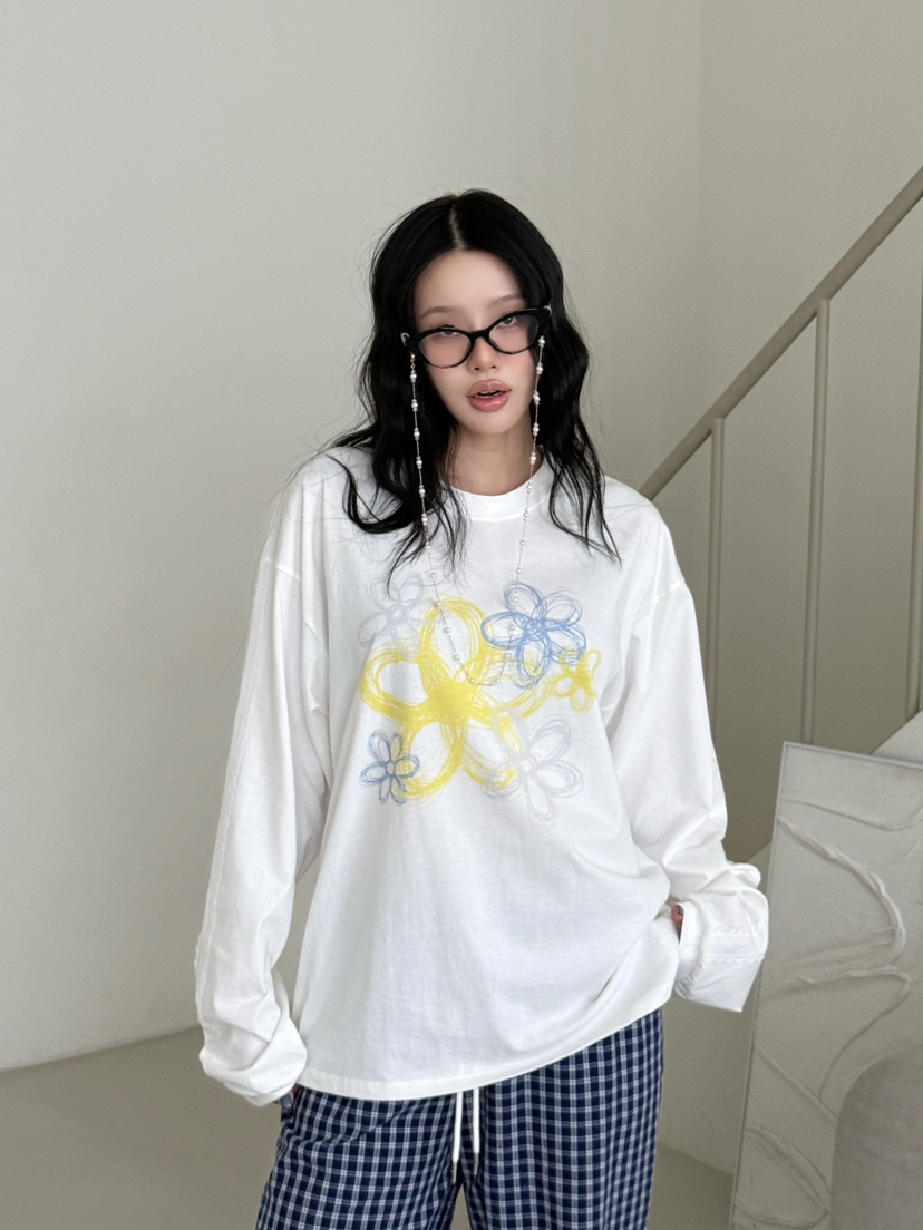 YES東大門代購女裝新款職業熱賣時尚休閑人氣26春夏長袖T恤YES長袖T恤