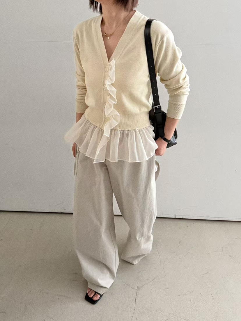 OLI SEOUL韓國東大門直郵女裝新品人氣休閑針織衫雪紡開衫OLI SEOUL針織衫