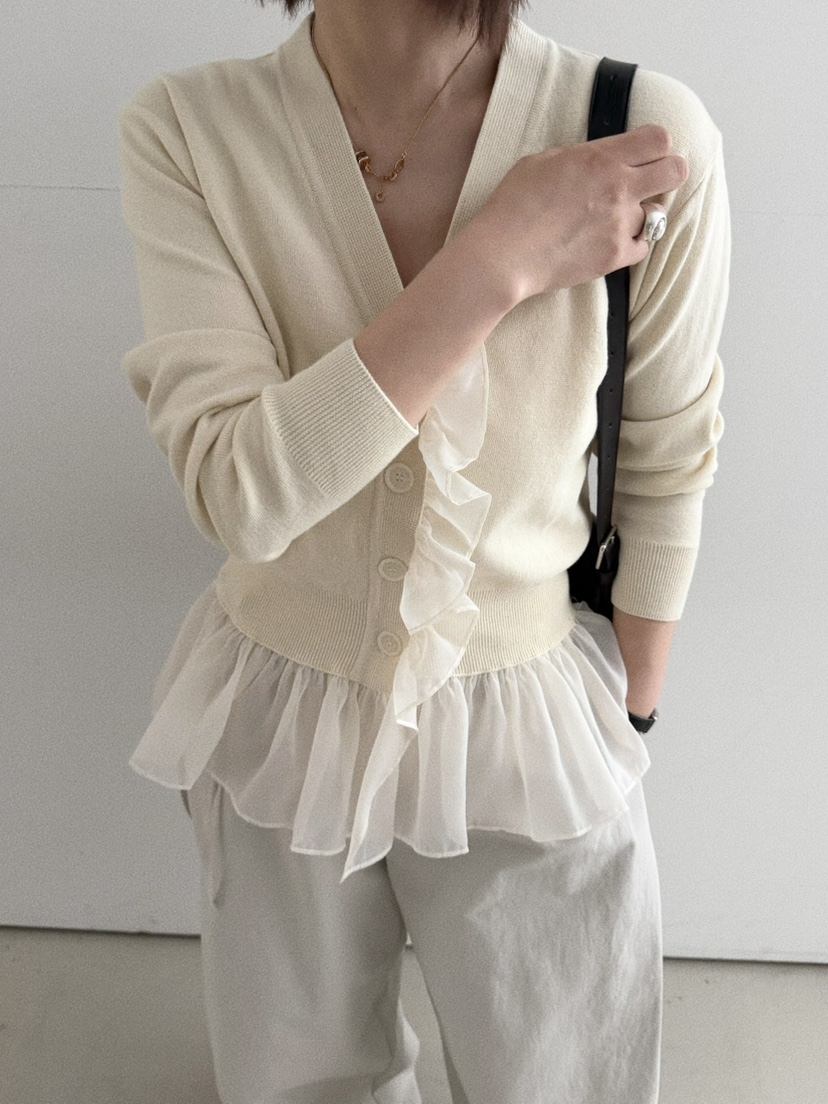 OLI SEOUL韓國東大門直郵女裝新品人氣休閑針織衫雪紡開衫OLI SEOUL針織衫