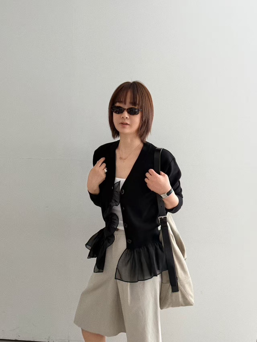 OLI SEOUL韓國東大門直郵女裝新品人氣休閑針織衫雪紡開衫OLI SEOUL針織衫