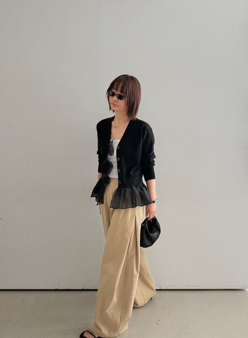 OLI SEOUL韓國東大門直郵女裝新品人氣休閑針織衫雪紡開衫OLI SEOUL針織衫