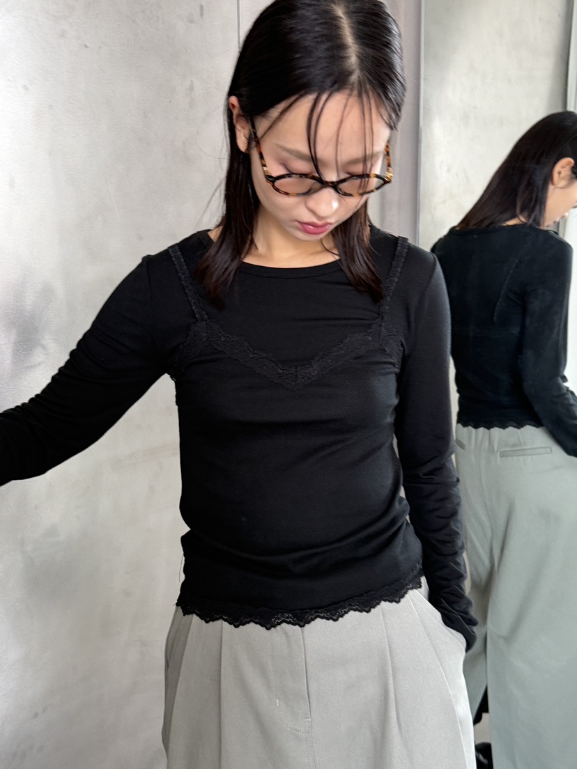 KARE/WEREPIECE韓國東大門代購女裝新品職業長袖T恤天絲蕾絲KARE/WEREPIECE長袖T恤