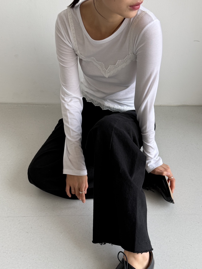 KARE/WEREPIECE韓國東大門代購女裝新品職業長袖T恤天絲蕾絲KARE/WEREPIECE長袖T恤