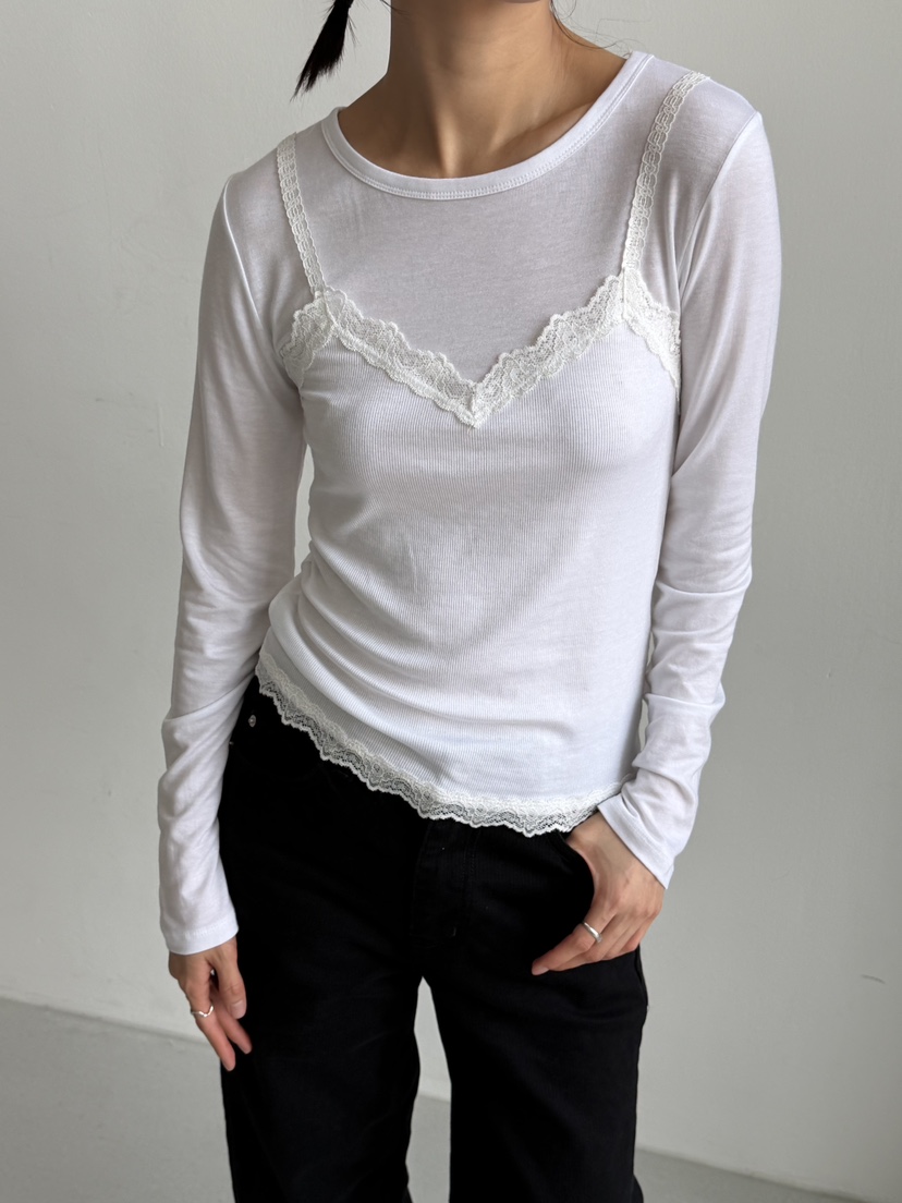 KARE/WEREPIECE韓國東大門代購女裝新品職業長袖T恤天絲蕾絲KARE/WEREPIECE長袖T恤