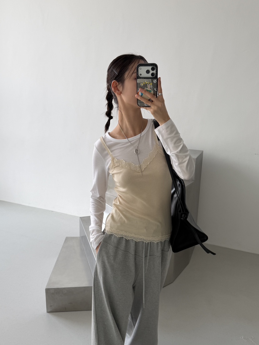 KARE/WEREPIECE韓國東大門代購女裝新品職業長袖T恤天絲蕾絲KARE/WEREPIECE長袖T恤