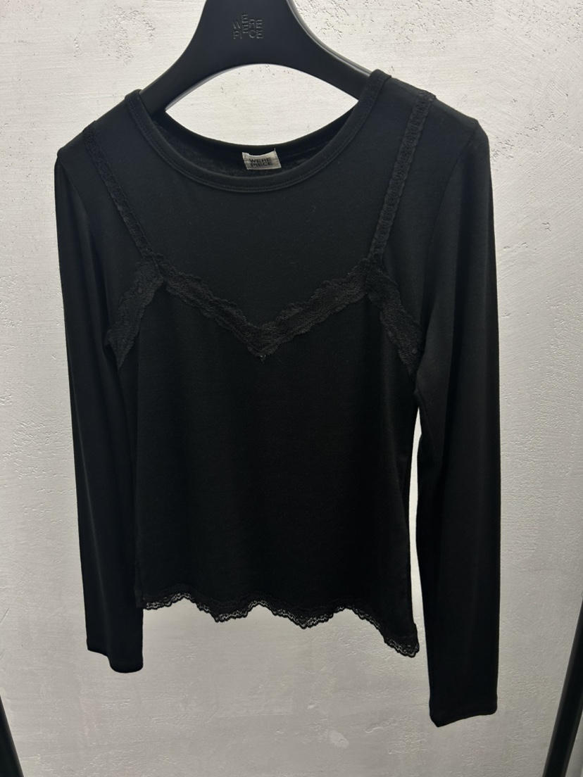 KARE/WEREPIECE韓國東大門代購女裝新品職業長袖T恤天絲蕾絲KARE/WEREPIECE長袖T恤圖色1