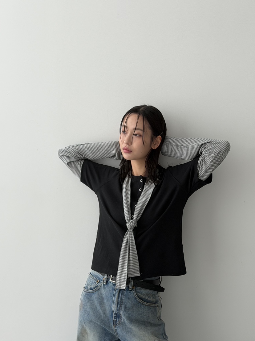 KARE/WEREPIECE韓國代購女裝新款熱賣長袖T恤含圍巾假兩件KARE/WEREPIECE長袖T恤