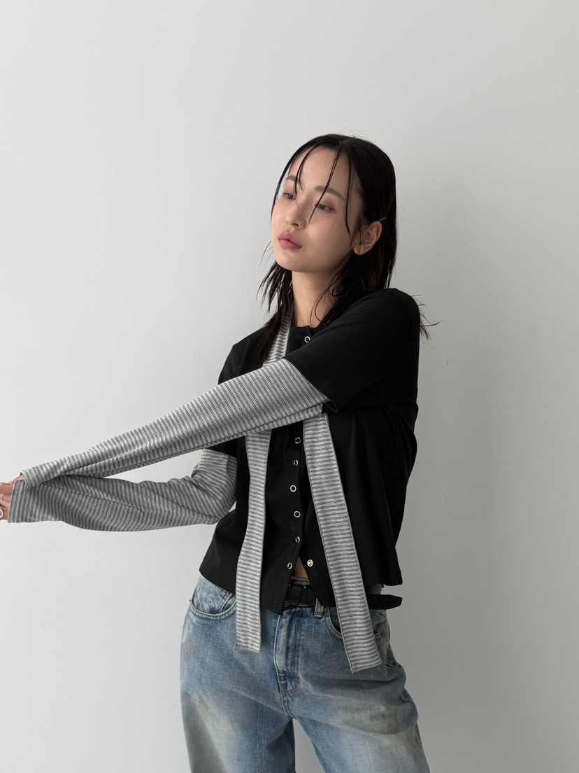 KARE/WEREPIECE韓國代購女裝新款熱賣長袖T恤含圍巾假兩件KARE/WEREPIECE長袖T恤