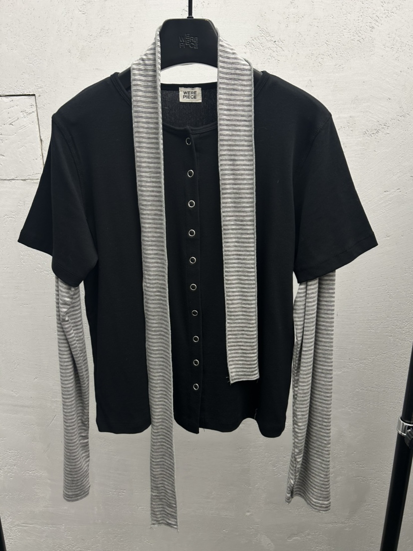 KARE/WEREPIECE韓國代購女裝新款熱賣長袖T恤含圍巾假兩件KARE/WEREPIECE長袖T恤圖色2