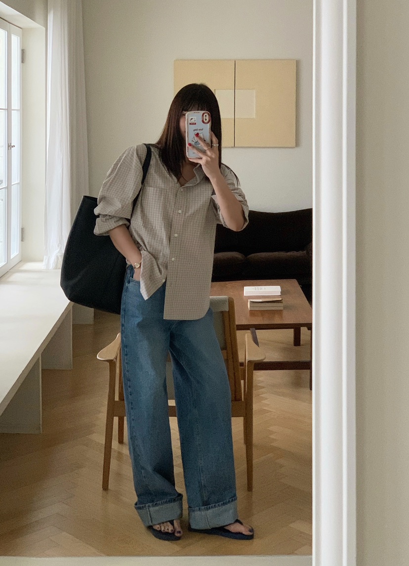 COURGETTE韓國東大門直郵女裝新款26春夏人氣襯衫蕾絲衫格子COURGETTE襯衫/蕾絲衫