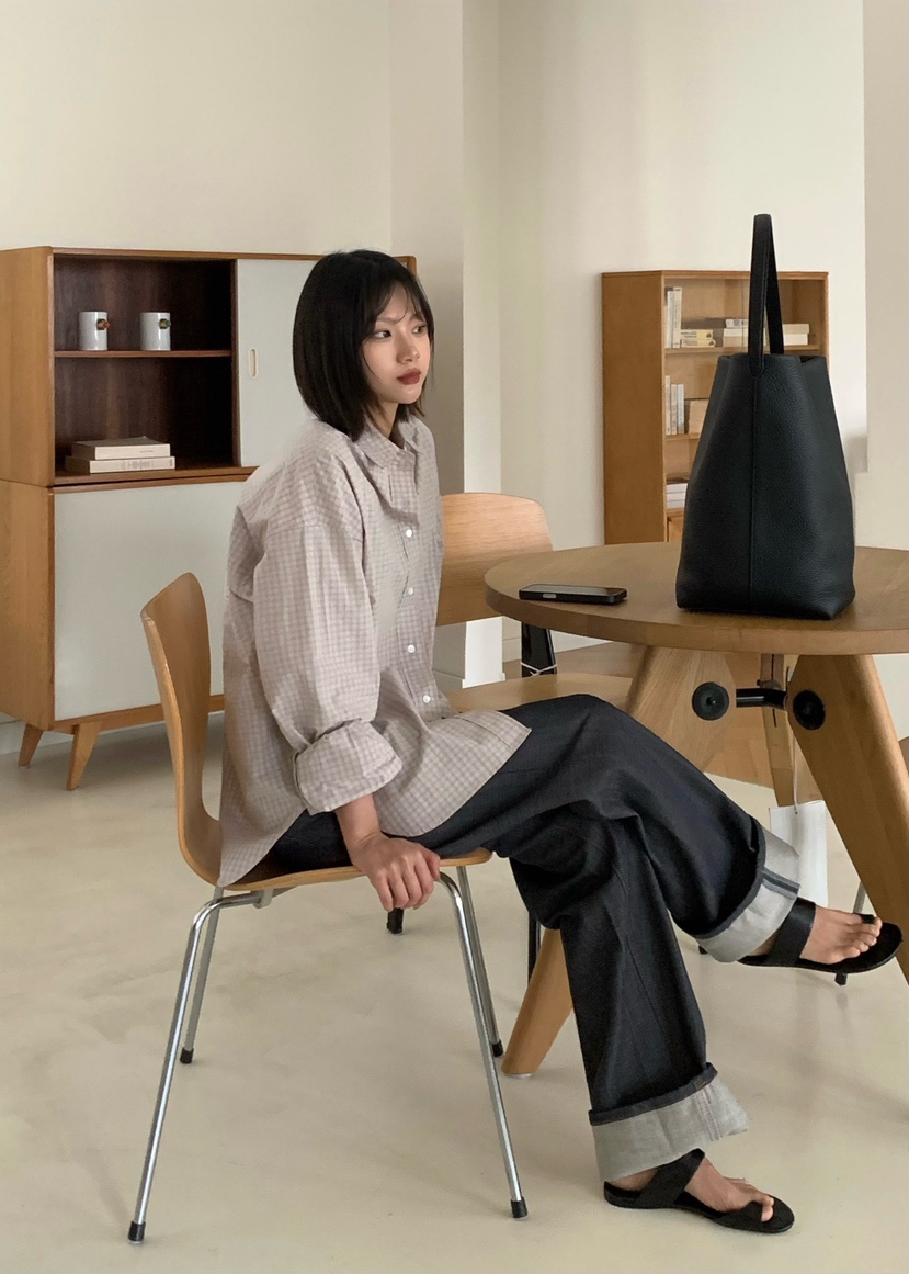 COURGETTE韓國東大門直郵女裝新款26春夏人氣襯衫蕾絲衫格子COURGETTE襯衫/蕾絲衫