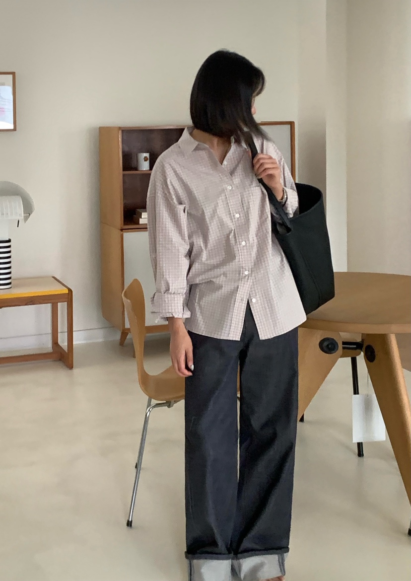 COURGETTE韓國東大門直郵女裝新款26春夏人氣襯衫蕾絲衫格子COURGETTE襯衫/蕾絲衫