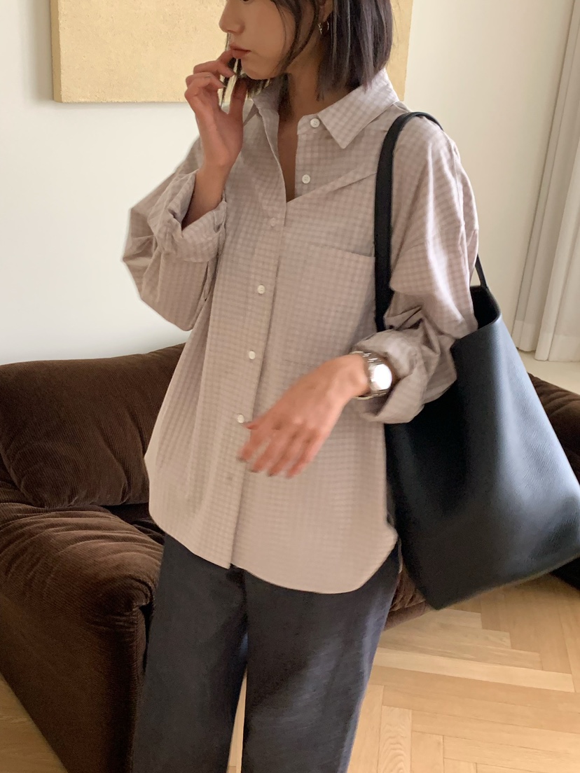 COURGETTE韓國東大門直郵女裝新款26春夏人氣襯衫蕾絲衫格子COURGETTE襯衫/蕾絲衫