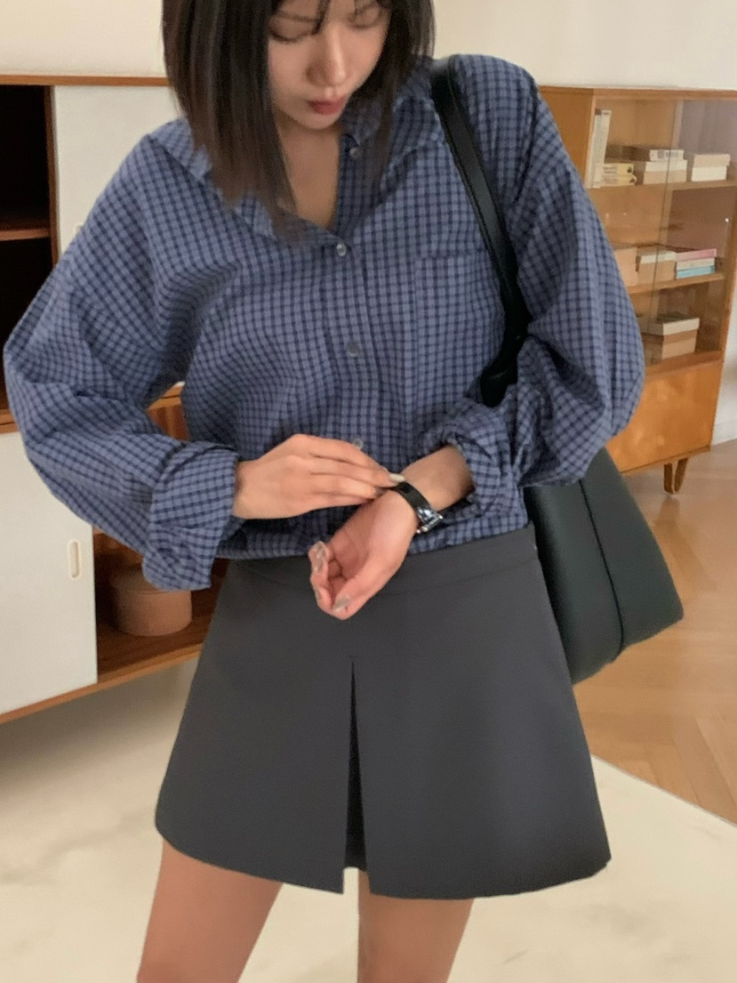 COURGETTE韓國東大門直郵女裝新款26春夏人氣襯衫蕾絲衫格子COURGETTE襯衫/蕾絲衫