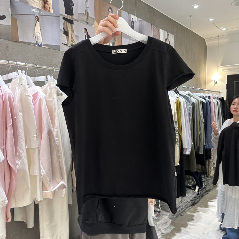 MIXXIN韓國東大門直郵女士新品熱賣26春夏推薦人氣T恤鏤空MIXXINT恤圖色4黑色