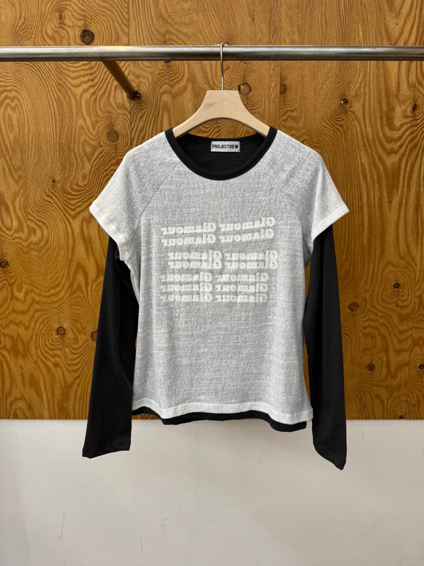 PROJECTVIEW韓國東大門代購女裝新品休閑熱賣長袖T恤假兩件PROJECTVIEW長袖T恤圖色1