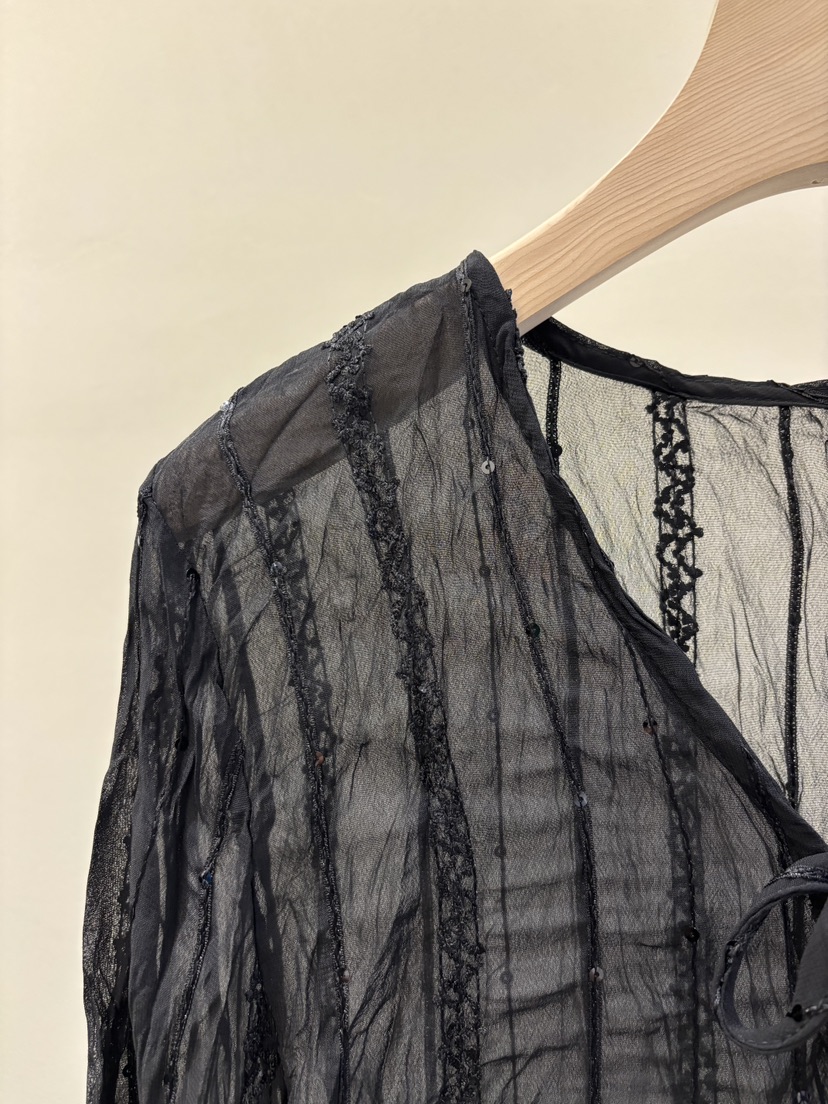 MABE韓國代購女士新品熱賣人氣時尚26春夏襯衫蕾絲衫透明MABE襯衫/蕾絲衫