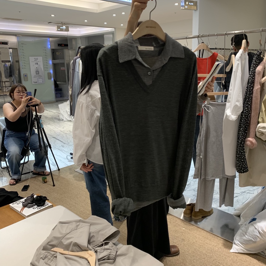 SELF SERVICE韓國東大門直郵女裝新品休閑時尚針織衫雙層SELF SERVICE針織衫圖色2