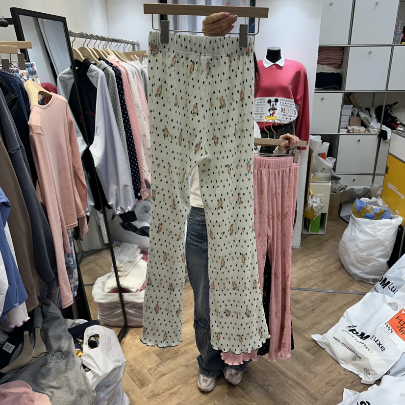 DE LINE韓國直郵實拍女裝新款人氣26春夏時尚休閑褲荷葉邊DE LINE休閑褲